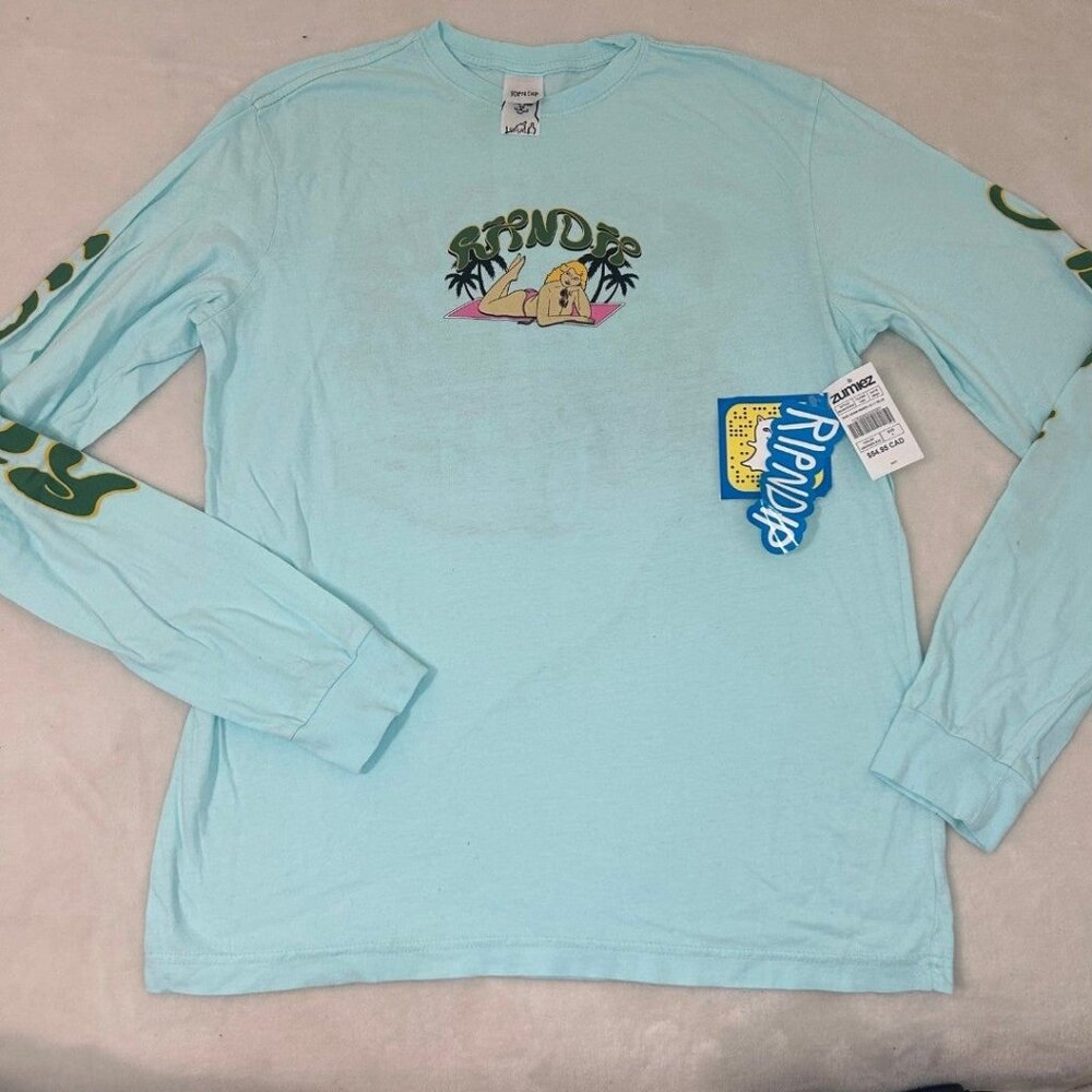 RIPNDIP Nerm Rider Light Blue Long Sleeve T-Shirt men size S • has tags but has